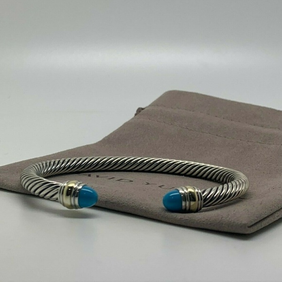 David Yurman Jewelry - David Yurman 5mm Cable Bracelet 14k Gold Turquoise
